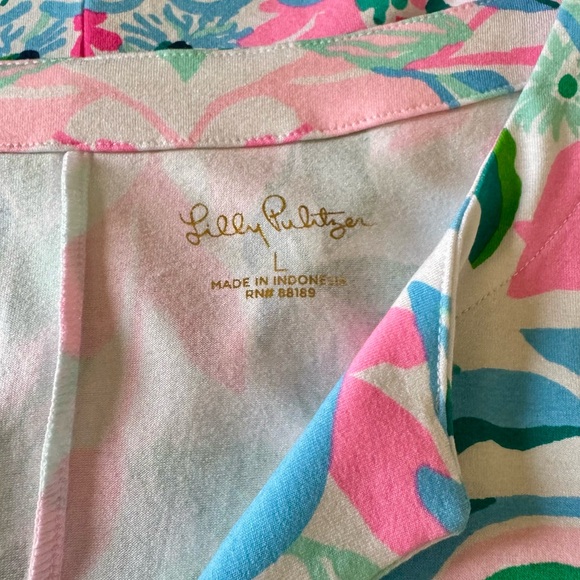 Lilly Pulitzer UPF 50+ Sophiletta Short Sleeve Dress, Water Lilly Green Leaf Me - Picture 7 of 14